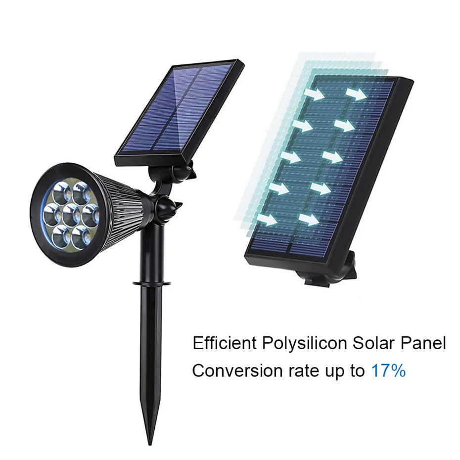 7LED Прожектор газон открытый вечерние солнечные лампы сенсор Авто Водонепроницаемый Панель Декор регулируемые прожекторы красочный сад