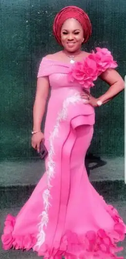 Розовый Aso Ebi Сексуальные вечерние платья Кружева русалки бисером шикарные дешевые платья для выпускного атласные нигерийские женские платья для официального пышного торжества - Цвет: Розовый