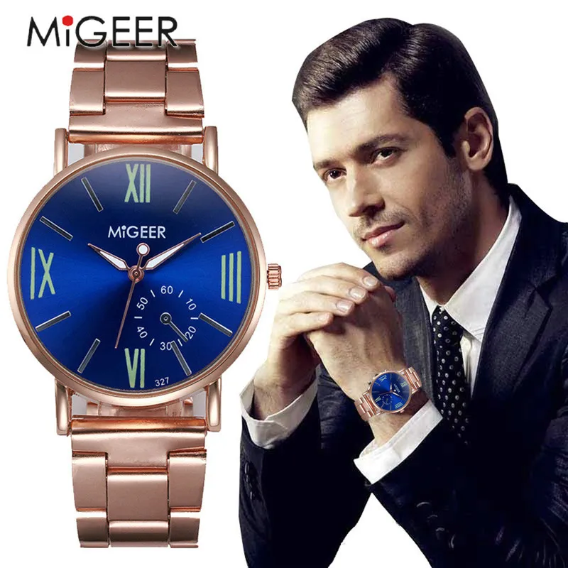 Новые Relojes MIGEER часы мужские роскошные дизайнерские кварцевые из нержавеющей