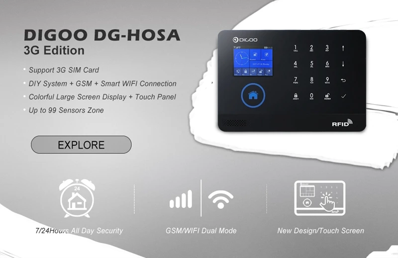 Digoo DG-HOSA, комплекты умного дома, 433 МГц, датчик окна, двери, беспроводной пульт дистанционного управления, PIR детектор, внешний сигнал, сирена, набор