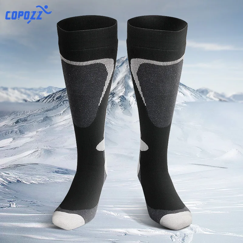 COPOZZ marka kayak çorap kış Snowboard spor çoraplar erkekler & kadınlar kalın sıcak bisiklet çorap nem emme yüksek elastik çorap