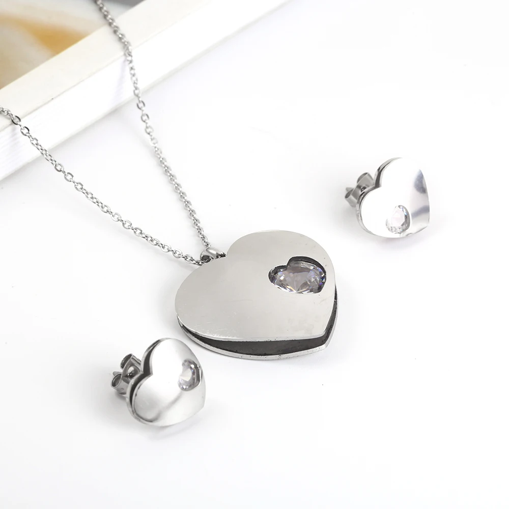 Ювелирные наборы OUFEI в форме сердца из нержавеющей стали женское ожерелье и