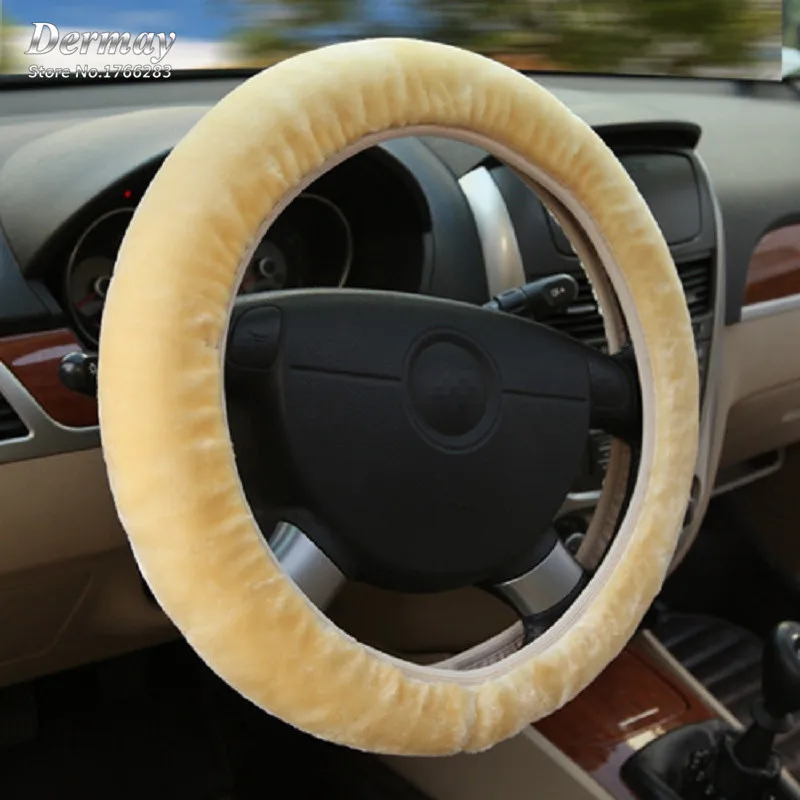 Зимний плюшевый автомобильный Меховой чехол на руль подходит для колеса