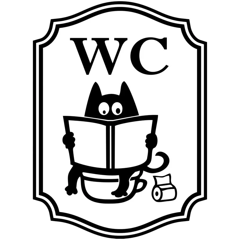 11*15CM WC Water Closet Cartoon Cat Creative Car Sticker Fashion Funny Window Decoration Decal C4-0567