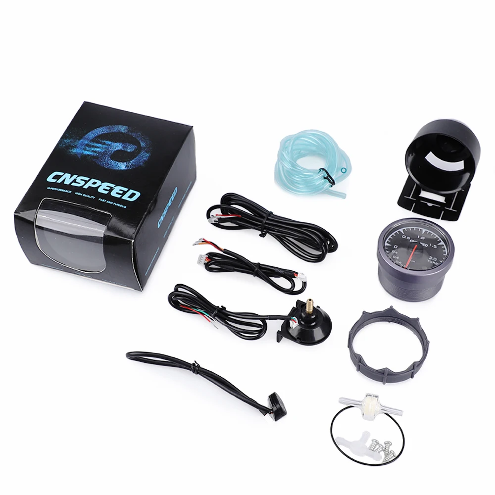

CNSPEED Shark style 7 Colors LED 12V Racing Car Turbo Boost Gauge Meter For Honda Auto Gauge Car Meter With Sensor POD Universal