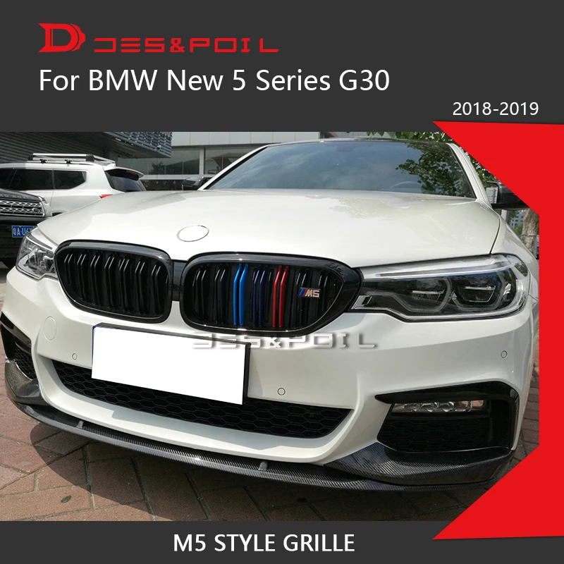 Черная сетчатая Решетка переднего бампера для BMW 5 серий G30 M5 Style двойная планка
