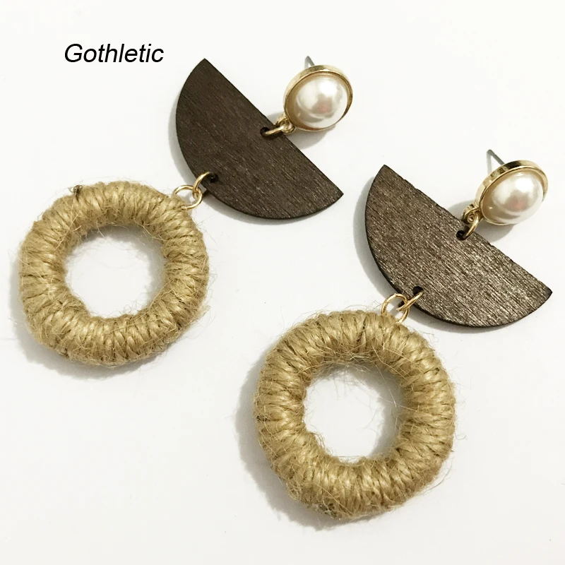 Женские Висячие серьги Gothletic Thread геометрические висячие с подвеской из дерева