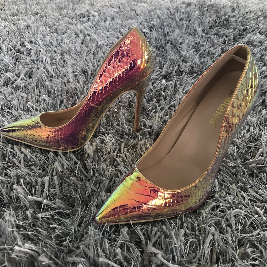 Женские вечерние туфли лодочки со змеиным принтом модные на высоком каблуке с