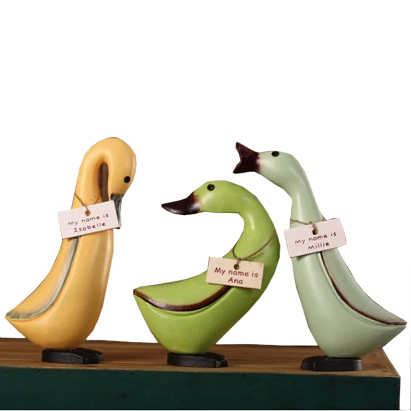 Creative cute wooden duck statue / miniature decoration sculpture wedding gift garden toy house model children's toys | Дом и сад