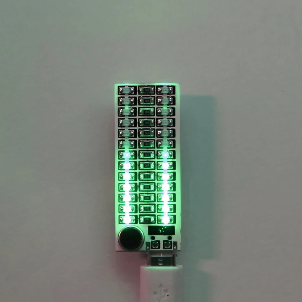 Зеленый NEW 2*13 USB Mini Voice Control Music Audio Spectrum Flash Volume Level Indicator LED Display Module - Цвет: Зеленый