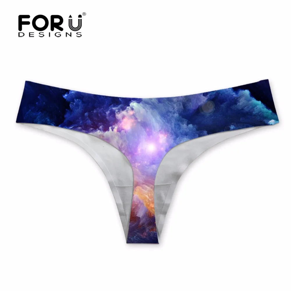 FORUDESIGNS Galaxy Star Space Printed Sexy G String Women Brand Designer Seamless Briefs Underwear Fashion Feminie Panties Thong|Женские
