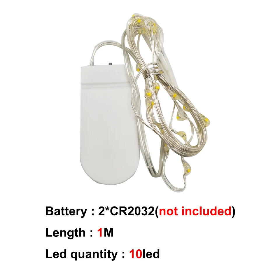 CR2032 Battery-1M USB фото зажимы светильник 1/2/5/10M отличный подарок на Рождество гирлянда светодиодный гирлянды светодиодные лампы фея светильник s для внутреннего год Рождество Свадебная вечеринка украшения - Испускаемый цвет: CR2032 Battery-1M