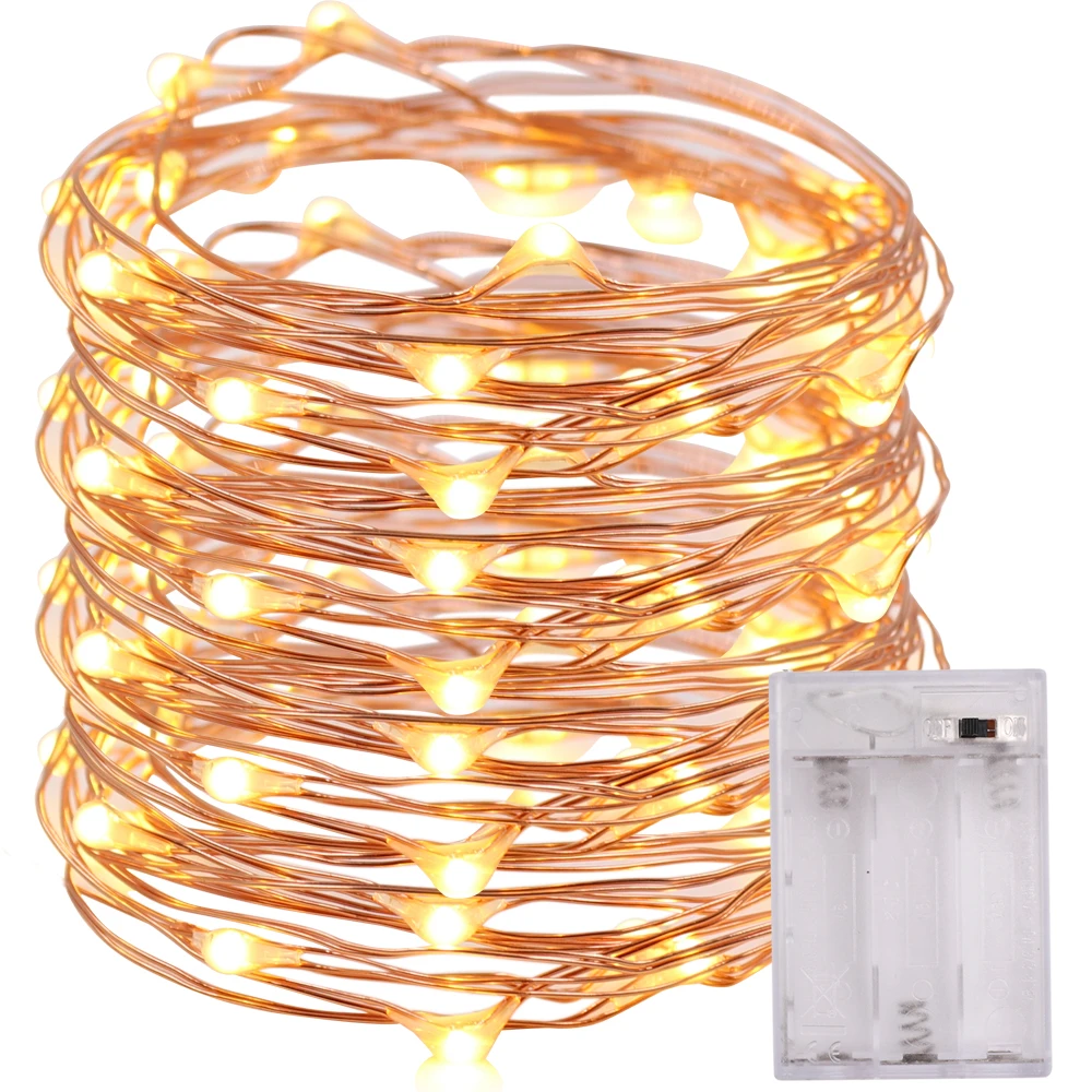 Светодиодные Звездные гирлянды на батарейках медный провод Феи микро светодиоды