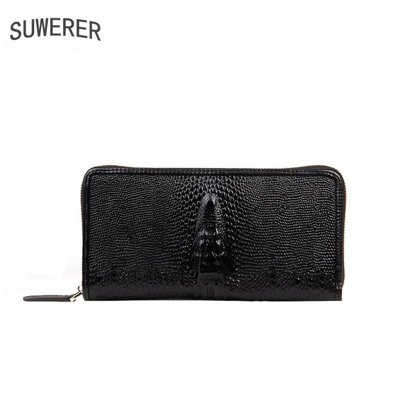 

Genuine Leather bags for women Crocodile pattern luxury handbags women bags designer leather womens wallets and purses long