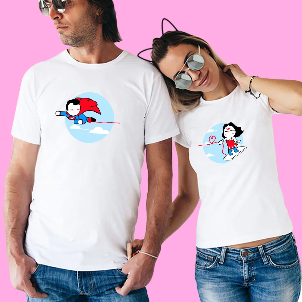 QIM Couples Lovers T-Shirt for Women 2019 Summer Cotton Casual White Tops Tshirt T Shirt Love Heart Print Female | Женская одежда