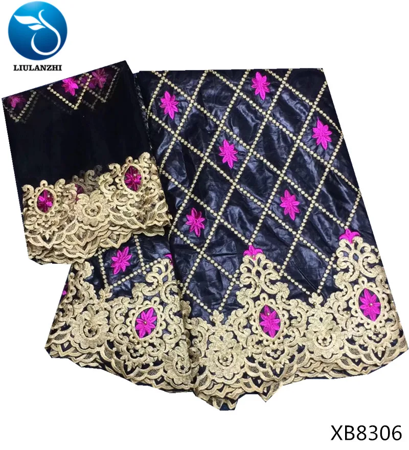LIULANZHI pink bazin lace fabric 100% cotton african material for nigerian styles with beads hot 7yards/lot XB83 | Дом и сад