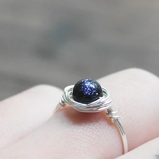 PINJEAS 925 Rings Natural Blue Sandstone Galaxy Handmade High Quality vintage minimalist Jewelry stackable promise Charm | Украшения и