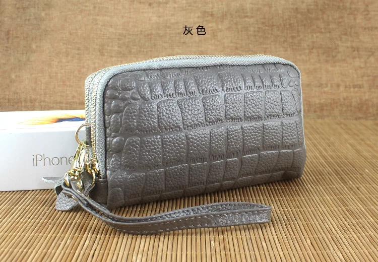 CICICUFF модная косметичка из натуральной кожи новая двойная молния клатч сумка для женщин Женский органайзер для туалетных принадлежностей сумка - Цвет: Серый