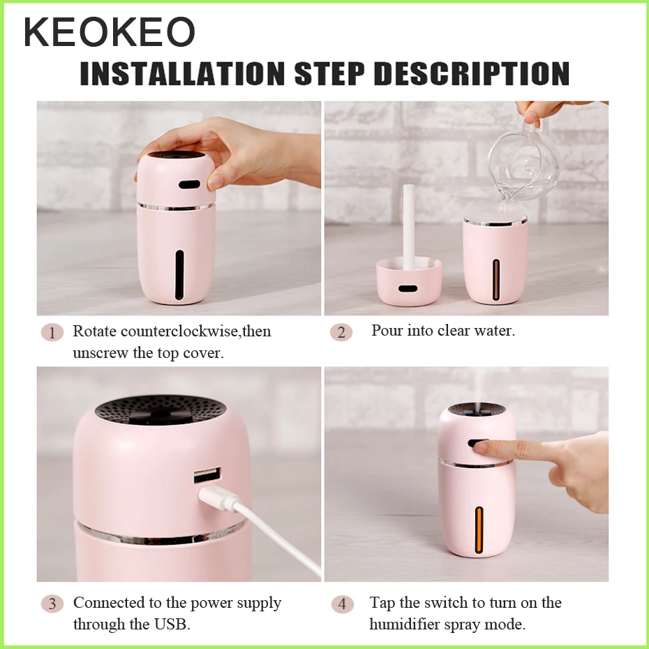 KEOKEO увлажнитель воздуха Usb Арома эфирные масла диффузор 300 мл портативный