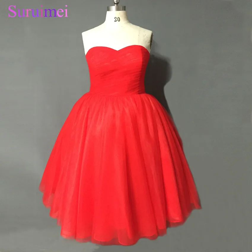 Реальное изображение Высокое качество Горячий красный бальное платье на