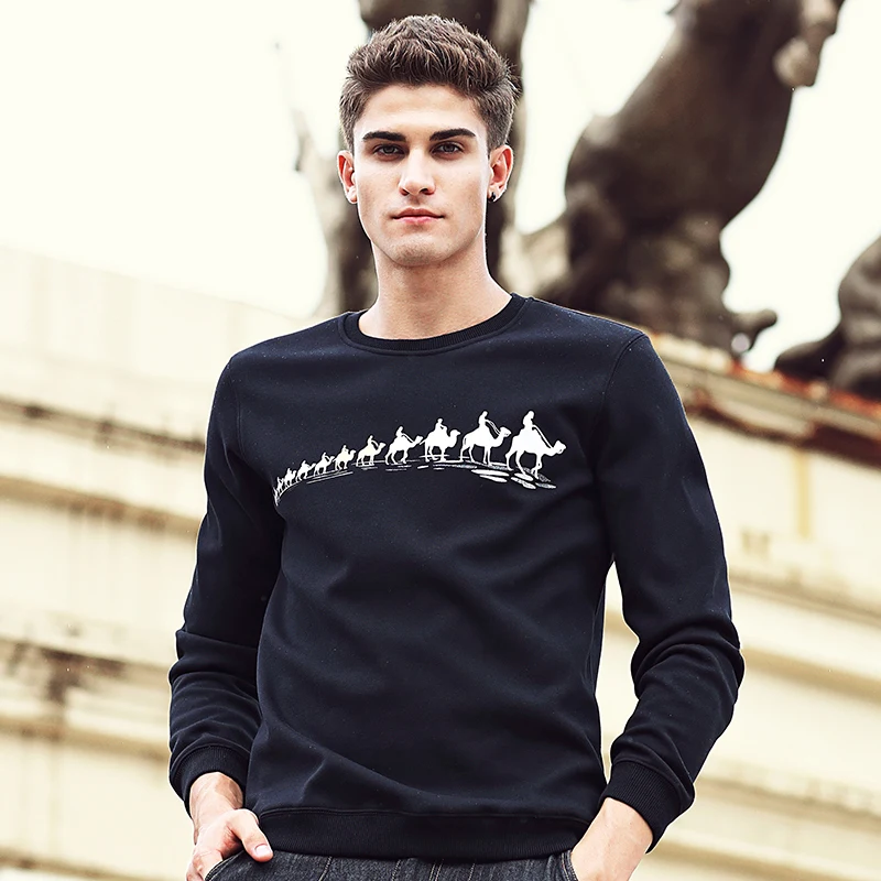 Pioneer Camp Autumn Winter Fleece Printed winter T shirt men brand clothing Fashion Male thick quality Tshirt 305114|brand tshirt|fashion