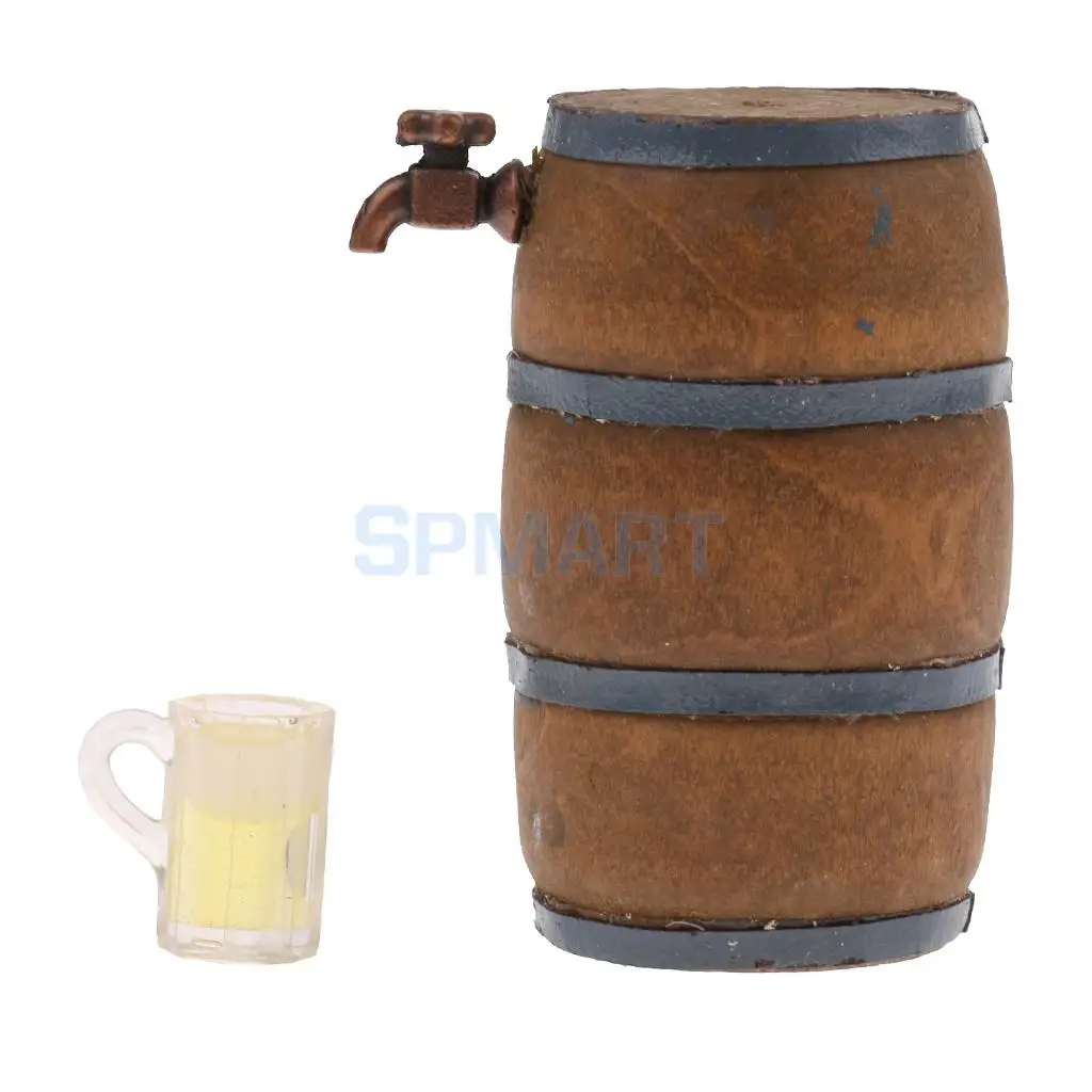 1:12 весы кукольный домик Миниатюрный пивной бочонок пивное бочковое пиво и бокал