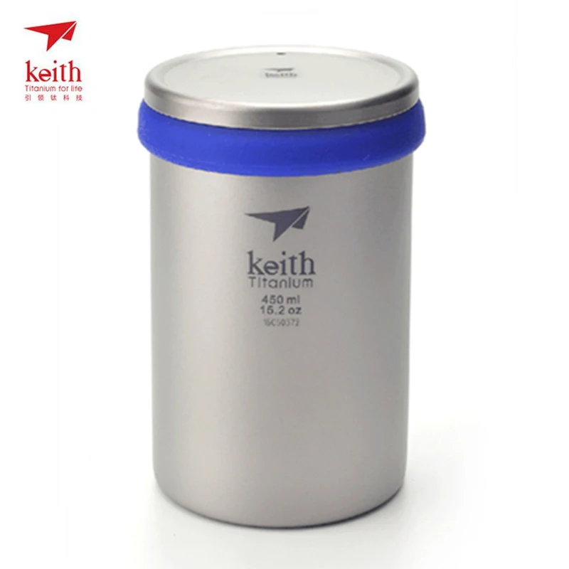 Blue Титановая Кофеварка Keith с двойными стенками, титановый заварочный чайник с изоляцией, с одним фильтром, корзины, 450 мл, Ti3521 - Цвет: Blue