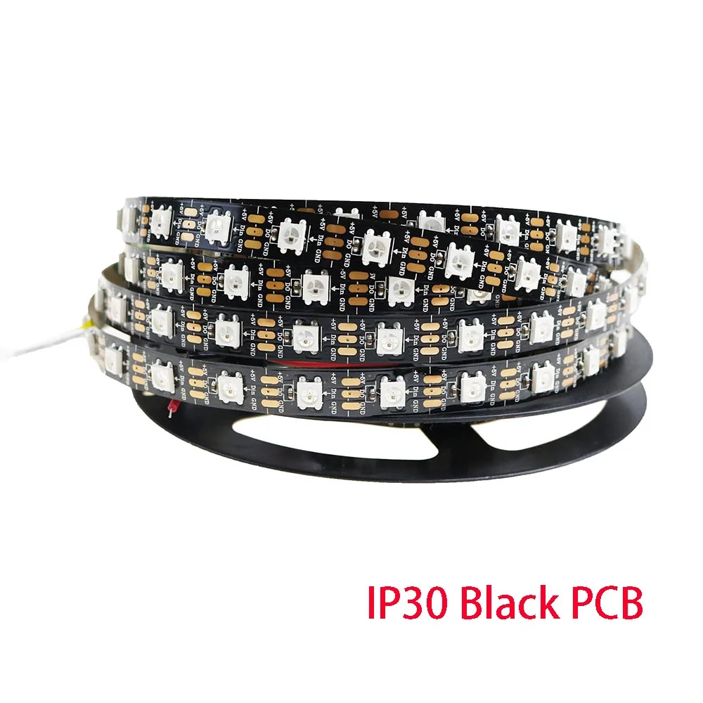 IP30 Black PCB 1 М 5 М WS2812B светодиодные полосы 30/60/74/90/96/144 светодиодов DC5V dearm цвет пикселя полоса Черный Белый PCB WS2812 IC мульти модель быстрый корабль светодиодная лента светодиодные ленты KH - Испускаемый цвет: IP30 Black PCB