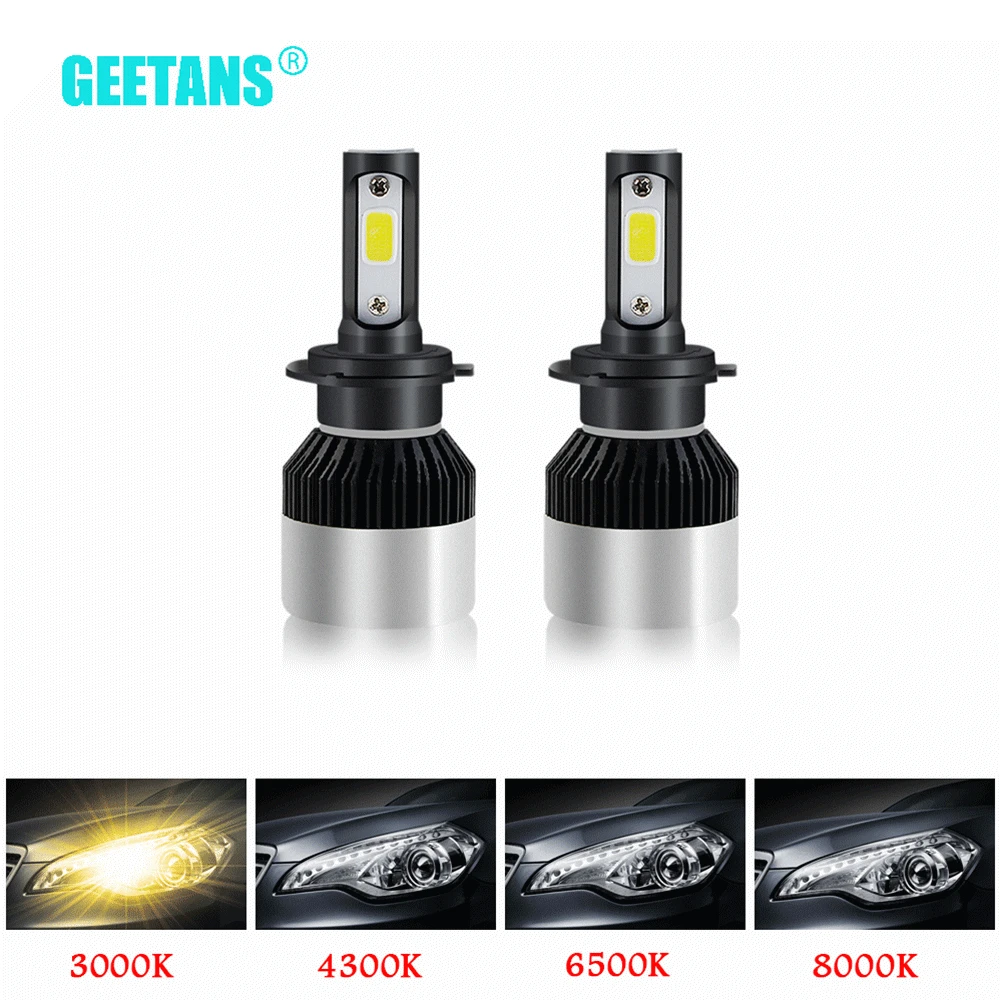 GEETANS 2 шт. 12 В H4 светодиодный H7 H11 H8 HB4 H1 H3 HB3 автомобильные лампы для фар машины 60 Вт