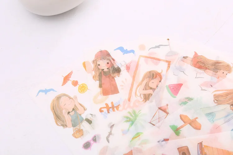 6pcs Summer Seaside paper sticker Organizer Calendar Diary Book Planner Sticker Scrapbook Decoration papeleria sale | Канцтовары для