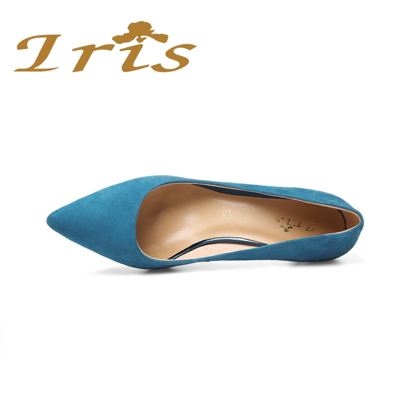 ИРИС Женские Туфли Лодочки Синие С Острым Носом На Каблуке Удобная Повседневная