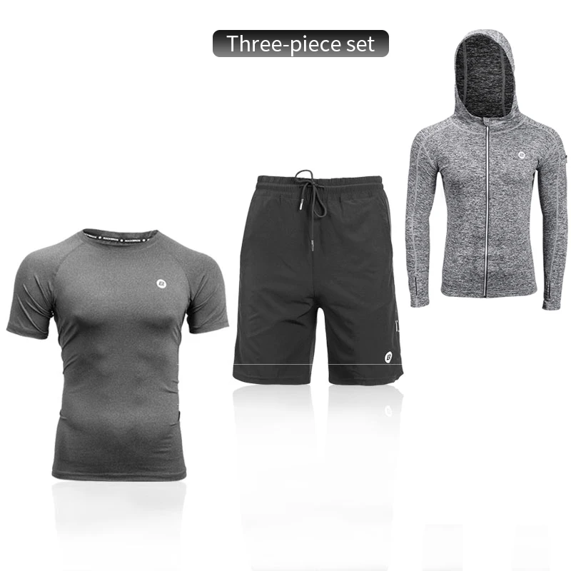 Three-piece set 4 ROCKBROS, мужские спортивные костюмы, наборы для бега, быстросохнущие, впитывающие пот, спортивный костюм для бега, тренировок, тренажерного зала, фитнеса, спортивные костюмы, наборы для бега - Цвет: Three-piece set 4