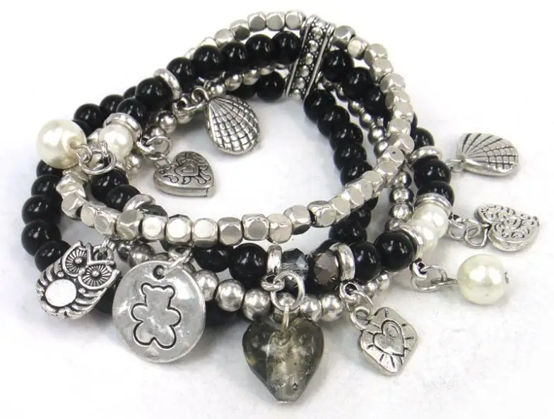 Бесплатная доставка женский черный полудрагоценный камень с медведем из сплава