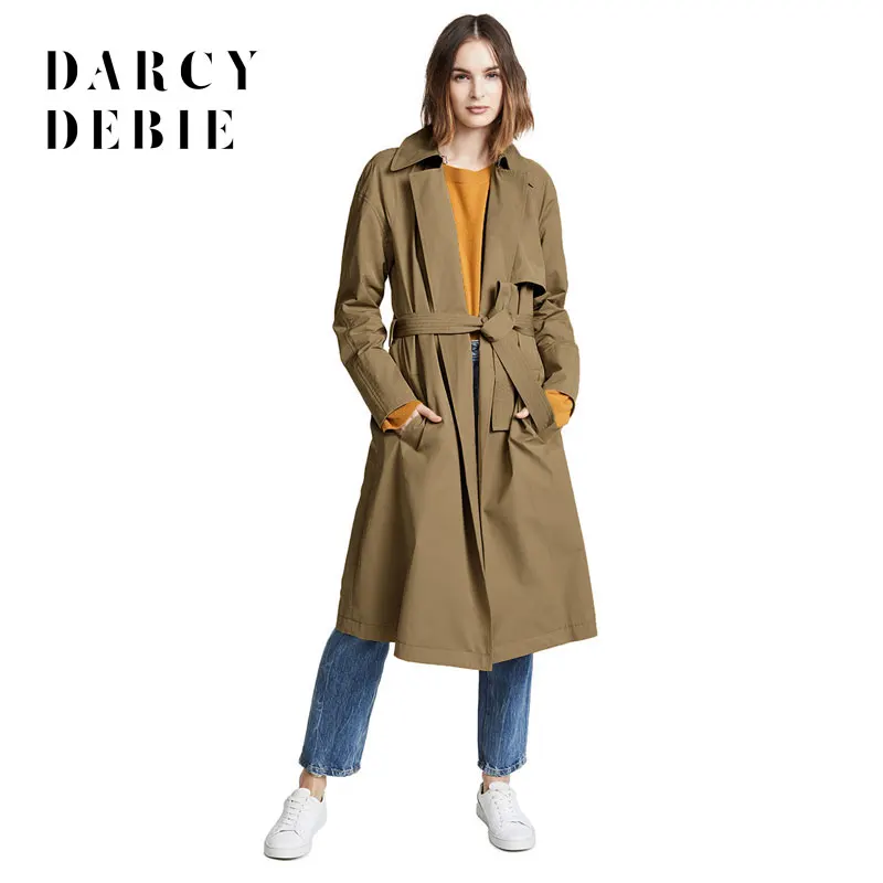 Darcydebie Тренч для Для женщин 2018 осень 6XL 7XL 5XL длинное пальто регулируемый пояс плюс