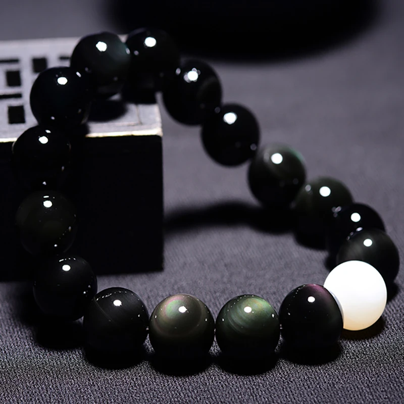 Браслет Obsidian с белыми ракушками для мужчин и женщин пары хрустальные браслеты