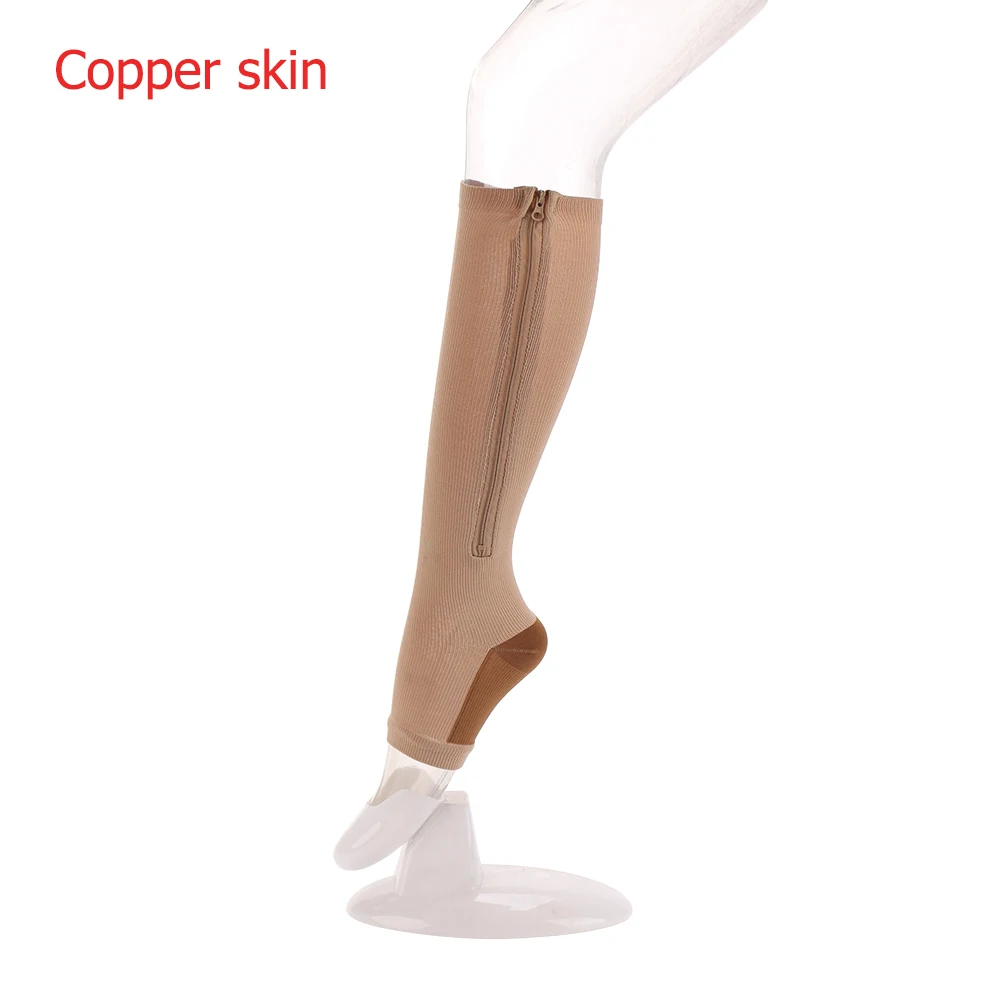 copper skin Мужские/wo мужские Компрессионные носки на молнии, полиэстер+ нейлон, компрессионные носки, предотвращают варикозное расширение вен для ухода за ребенком - Color: copper skin