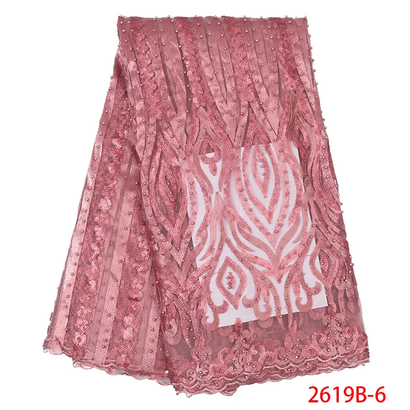 African Lace Fabric 2019 French lace high quality tulle mesh net fabric with sequins and beads Nigerian KS2619B-3 | Аксессуары для