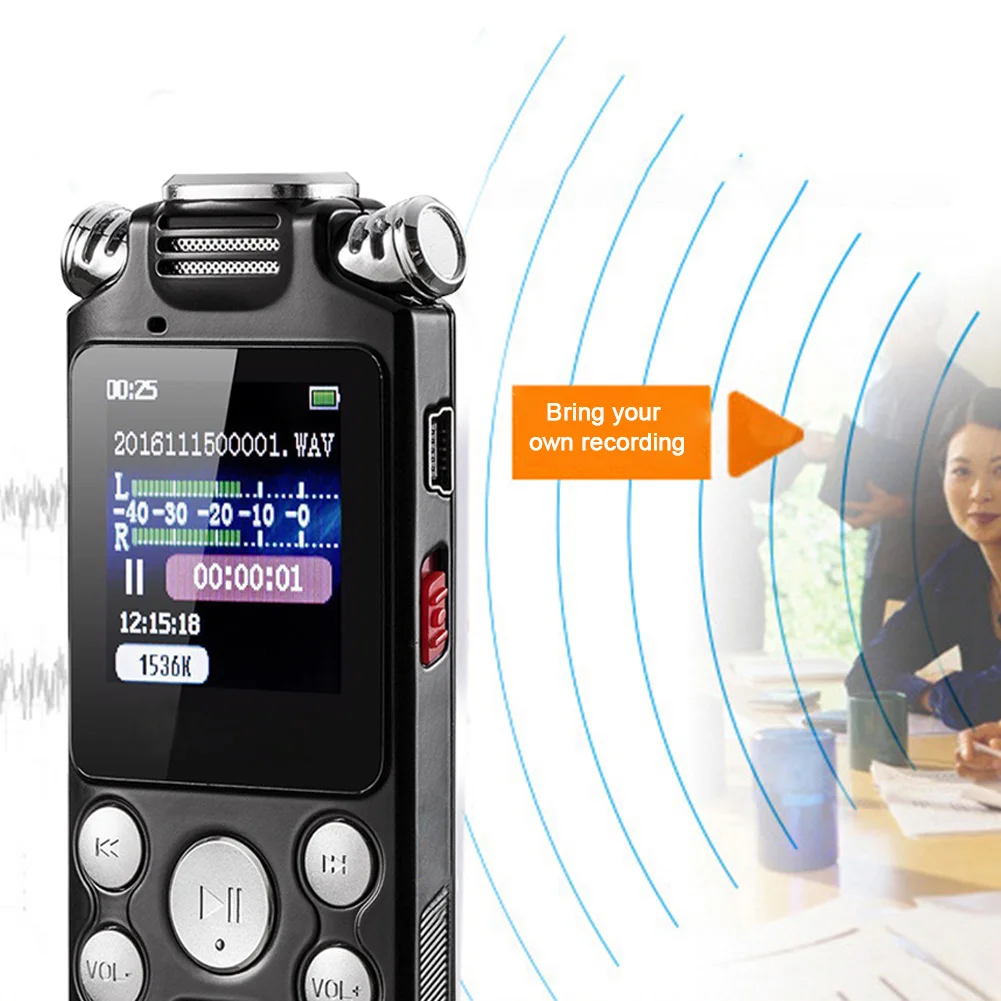 MP3 Player Dictaphone A-B Repeat Activated Mini Multifunctional Noise Reduction Voice Recorder Two-way Microphone USB Charging |