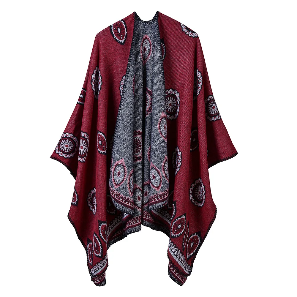 2019 New Brand Women's Winter Poncho Dandelion Print Vintage Blanket Women Lady Knit Shawl Cape Cashmere Scarf |