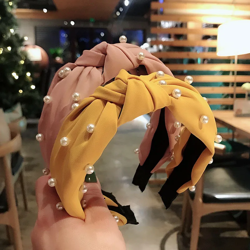 

Обруч для волос Candygirl, 6 цветов, широкий, с жемчугом