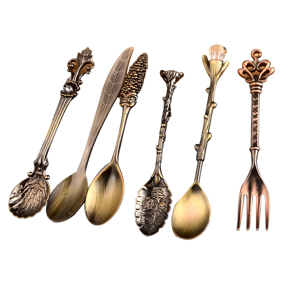 bronze Cozinha 6 шт./компл. Винтаж Королевский Стиль бронзовая резная маленькая Кофе столовых приборов столовые приборы и кухонные вилки аксессуары - Цвет: bronze