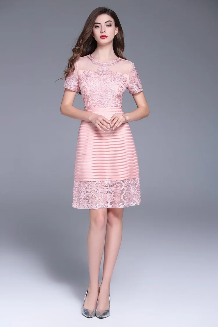 Vestidos De Verano,, весенние, летние, вечерние, для мероприятий, для женщин, с круглым вырезом, сексуальные, чистая сетка, вышивка, коктейль с коротким рукавом, женское платье