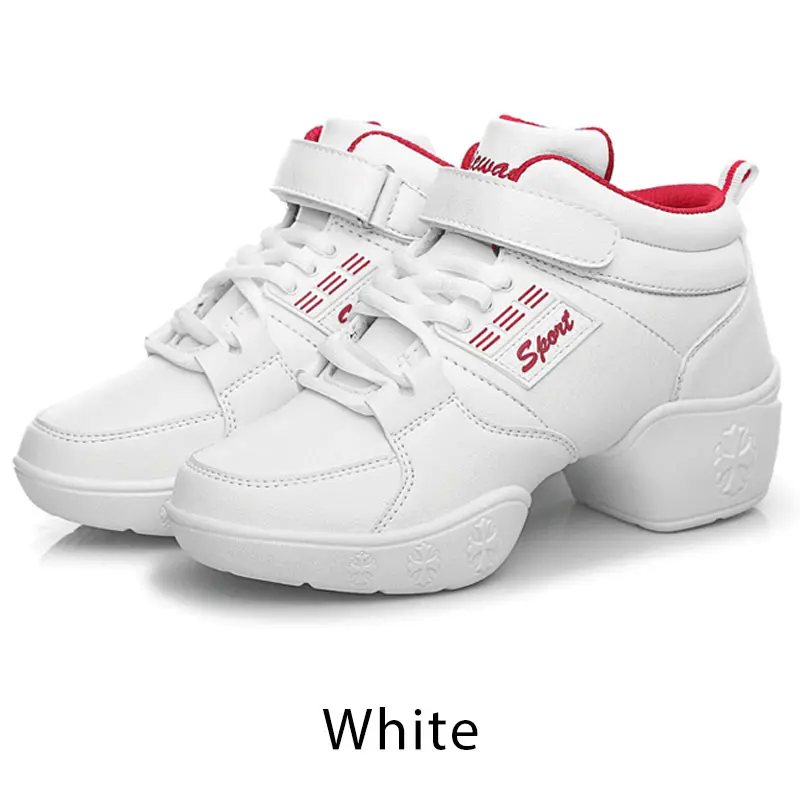 Женская танцевальная обувь; кроссовки, визуально увеличивающие рост; цвет белый, черный; Современная обувь для джазовых танцев; женская спортивная обувь; обувь для фитнеса для взрослых - Цвет: White