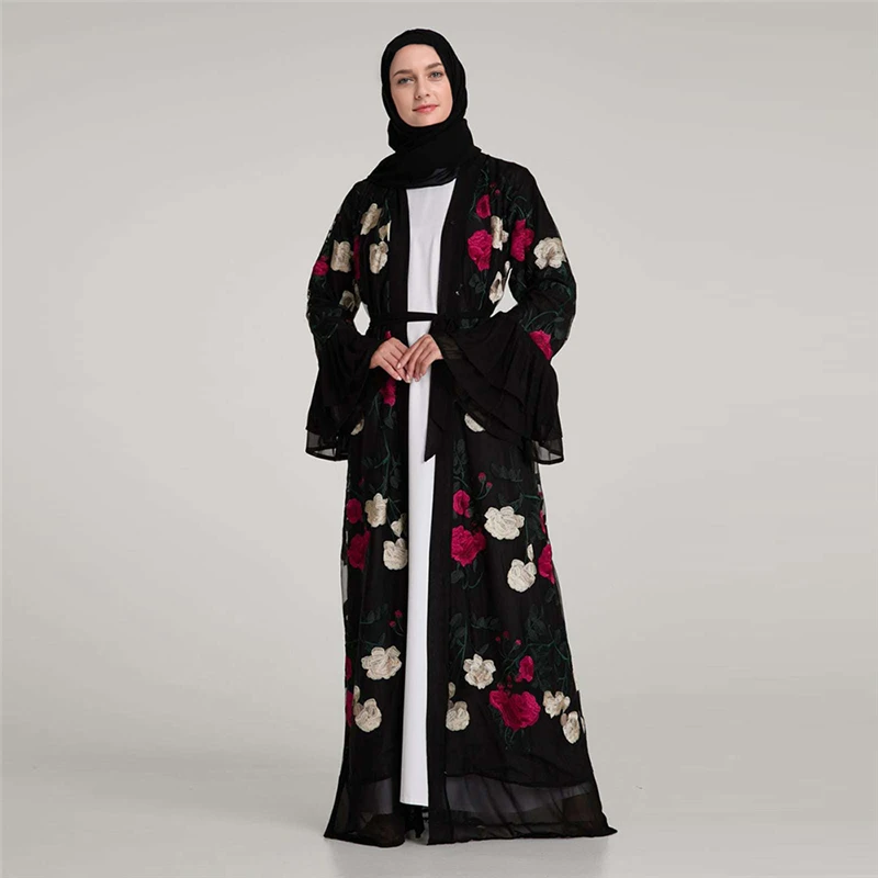Женское кимоно с блестками Abaya мусульманское платье вышивкой в стиле Рамадан