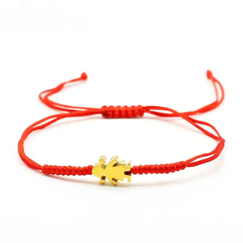 Stainless Steel Little boy Girl Bracelets For Women 2019 Luck Black Red Rope Adjustable Handmade Bracelet Charm Jewelry | Украшения и