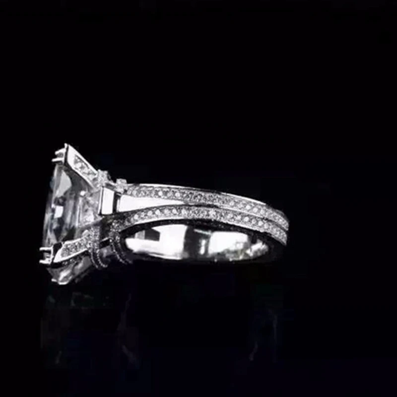 

Women Wedding Bridal Square Large Zircon 925 Sterling Silver Finger Ring Palm Cuff Bangle Women Wedding Bridal Jewelry Set