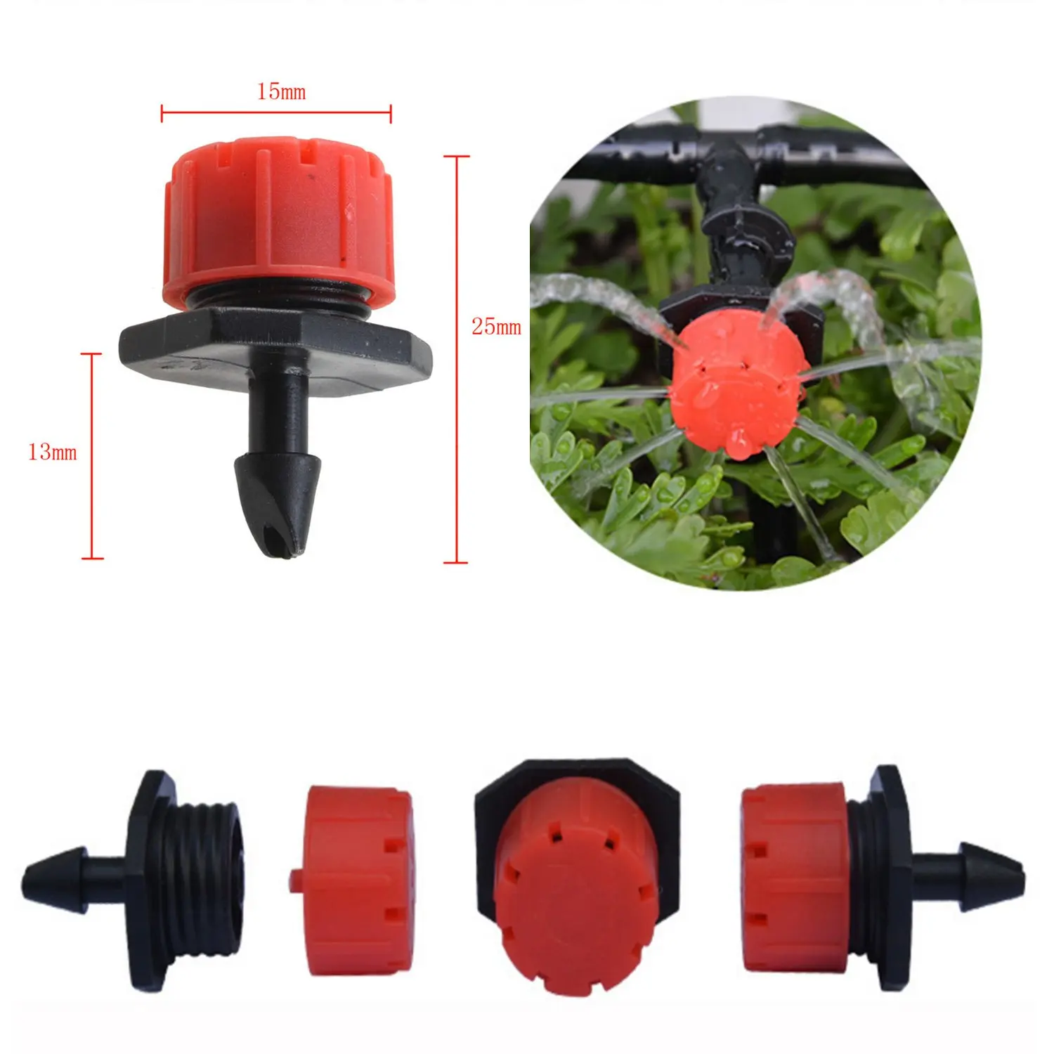 100 шт. Красный Регулируемый микро капельный полив для капельного орошения с