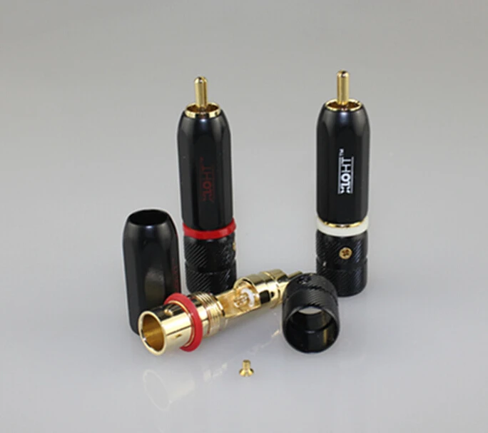 

8pcs best quality Copper 24K Gold Plated HIFIi XLO RCA plug cable Audio DIY connector,XLOTH rca Diameter 10mm tail hole