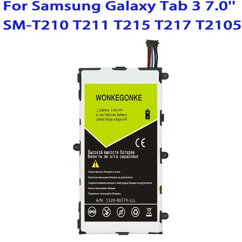 Wonkegonke T4000E Батарея для samsung Galaxy Tab Tablet 3 7,0 T210 T211 T215 T217A T2105 T210R P3200 P3210 батареи