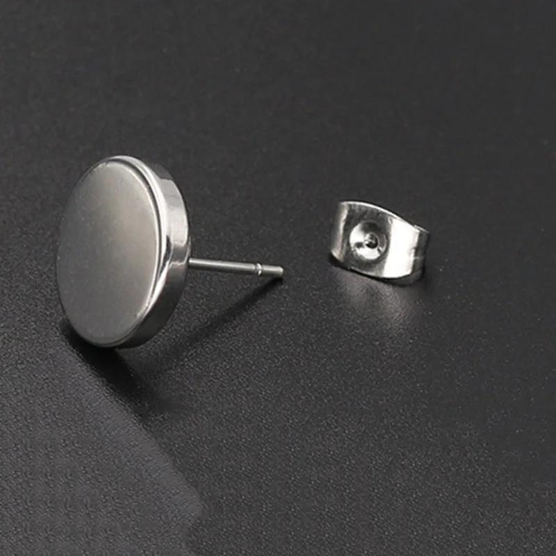 NIELSEN New Stainless Steel Unilateral Round Cake Black Ear Nails Fine Needle Barbell Earrings Korean Fashion Earing Stud Joyas | Украшения